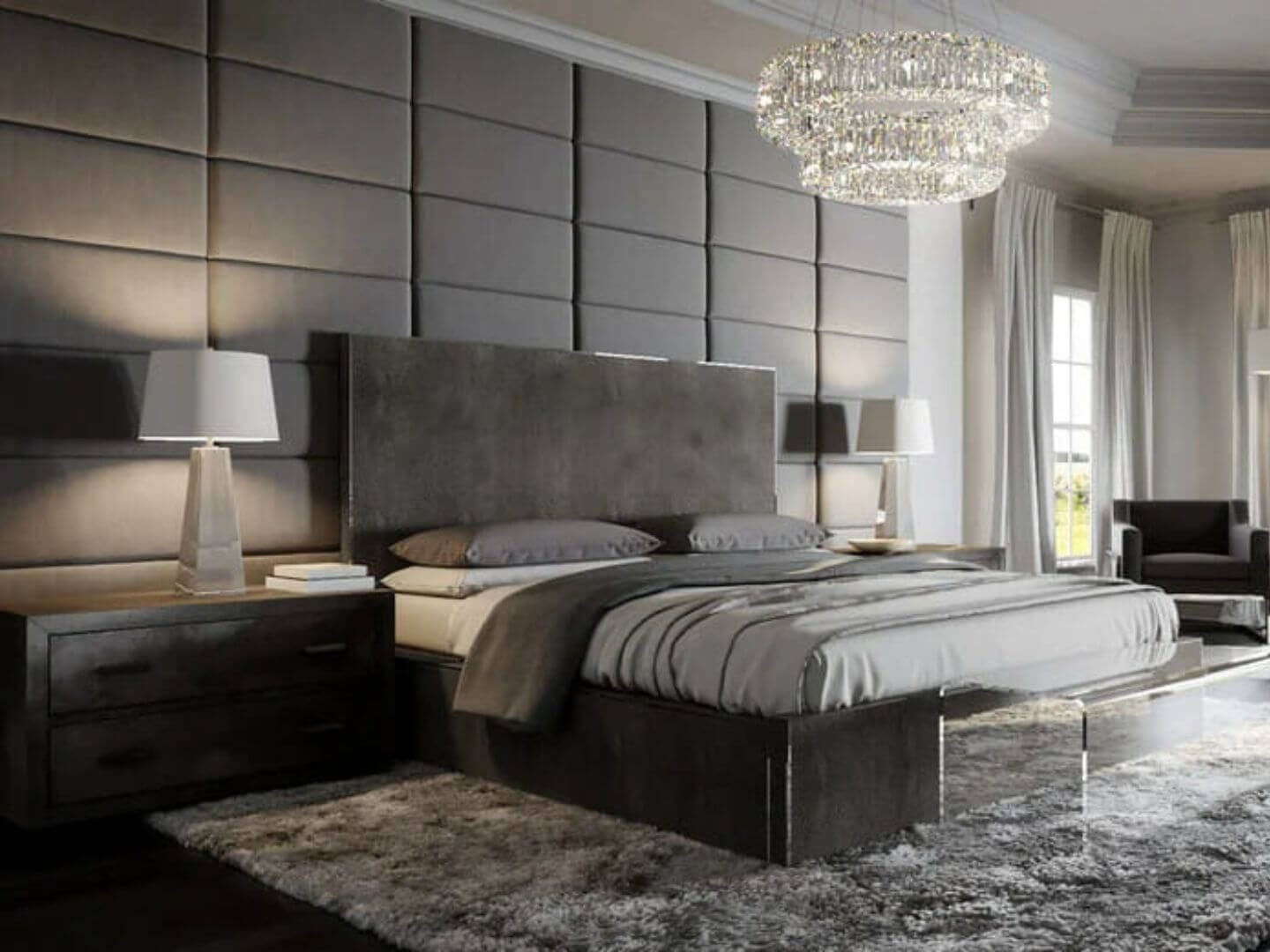 Modern and glamorous bedroom